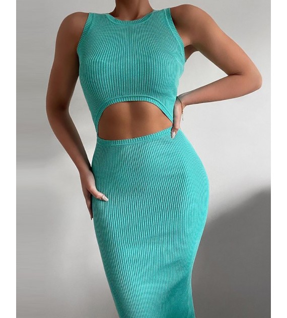 Sleeveless Cutout Knit ny Maxi Dress