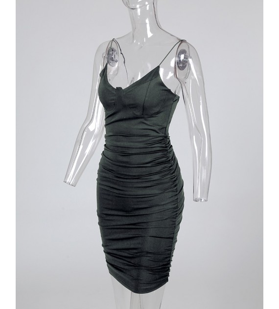 Ruched Bodycon Mini Cami Women Dress