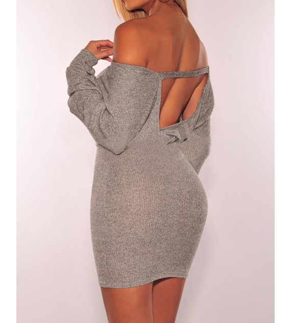 Cutout Backless Long Sleeve V-Neck Bodycon Dress