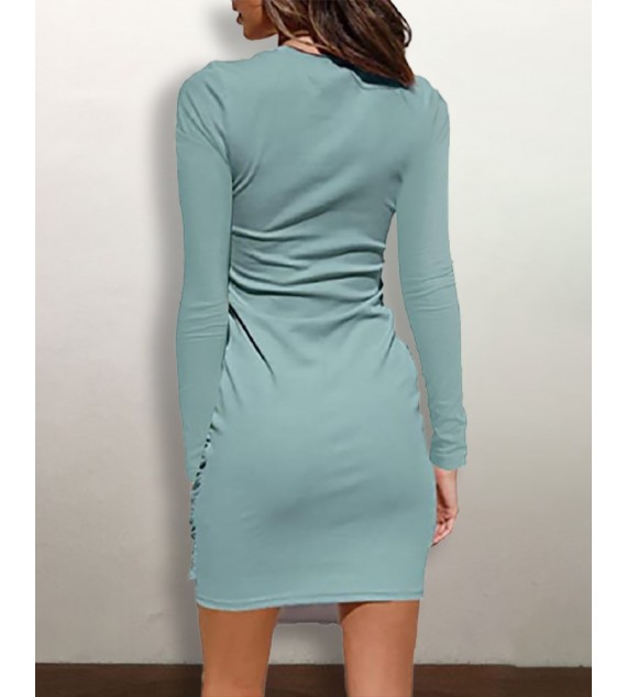 Kd Ruched Long Sleeve Casual Dress