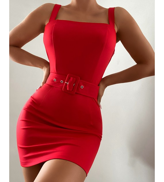 Thick Strap Plain Bodycon Dress