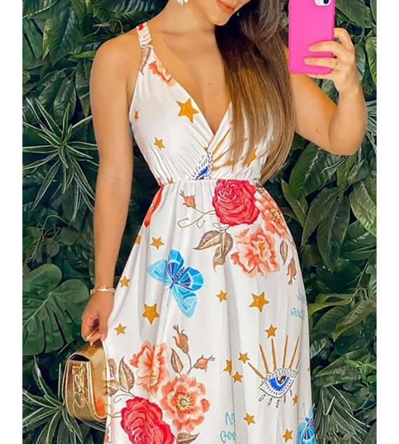 All Over Print Sleeveless Maxi Women Dress