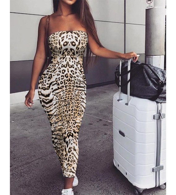 Leopard Print Bodycon Straight Dress