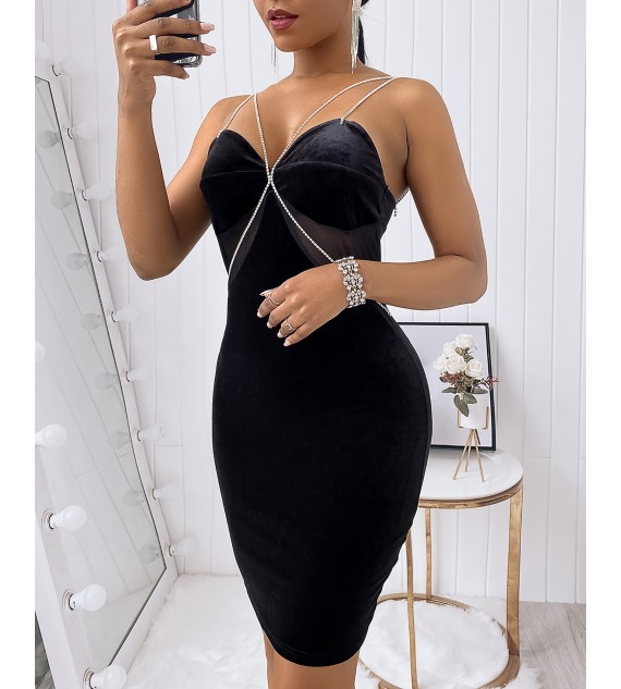 Studded Cutout Sheer Mesh Bodycon Dress