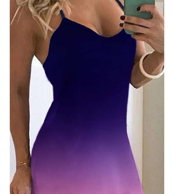 Gradient Color Tie Dye Print Maxi Dress