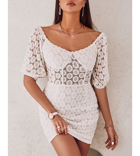 Lace Lantern Sleeve Bodycon Dress