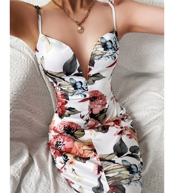 Floral Print Spaghetti Strap ny Dress